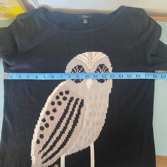 Cupio Black Owl Tunic Sweater Size Medium - Picture 8 of 12